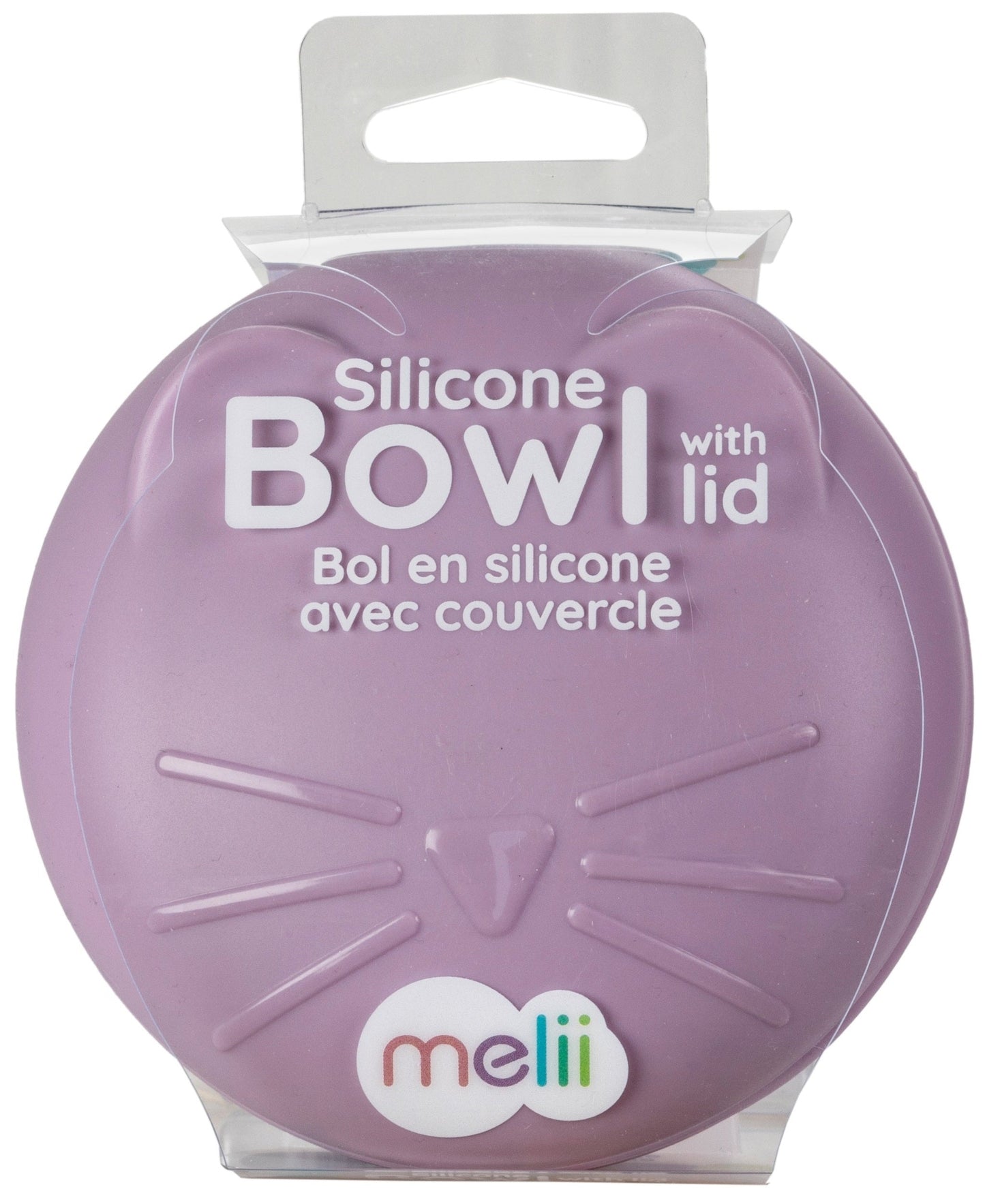 Melii Silicone Bowl With Lid Purple Cat 350 Ml