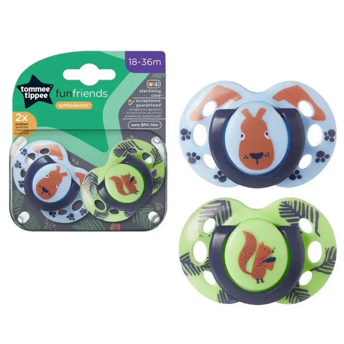 Tommee Tippee Fun Style Soother, 18-36 Months (Pack Of 2) - Blue/Green
