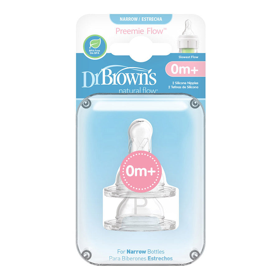 Dr. Browns Preemie Flow Silicone Narrow Nipple, 2-Pack-plastic