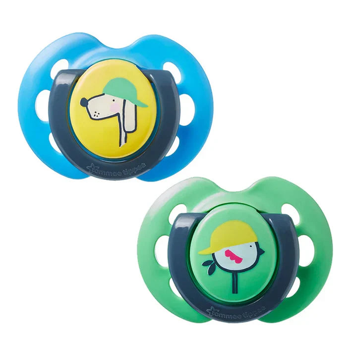 Tommee Tippee Fun Style Soother 0-6M (Pack Of 2) - Green/Blue
