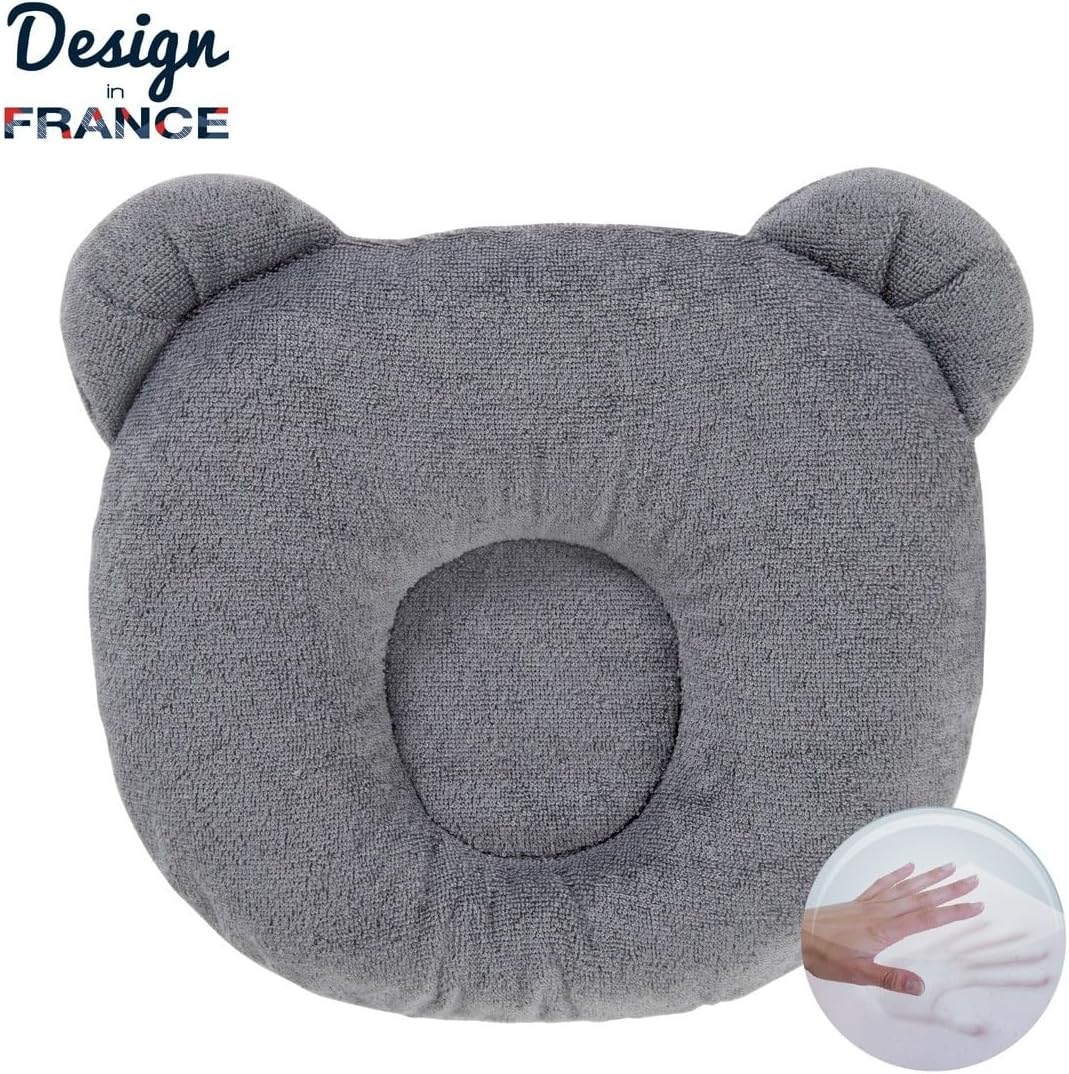 Candide P'tit Panda Memory Foam Baby Pillow (Dark Grey)