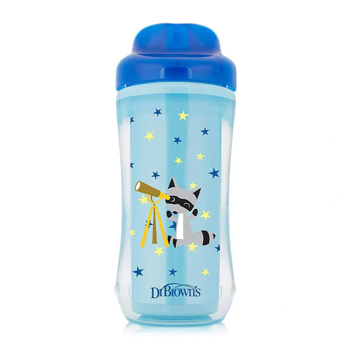 Dr.Browns 10 Oz Spoutless Insulated Cup (Blue Raccoon Stargazing)