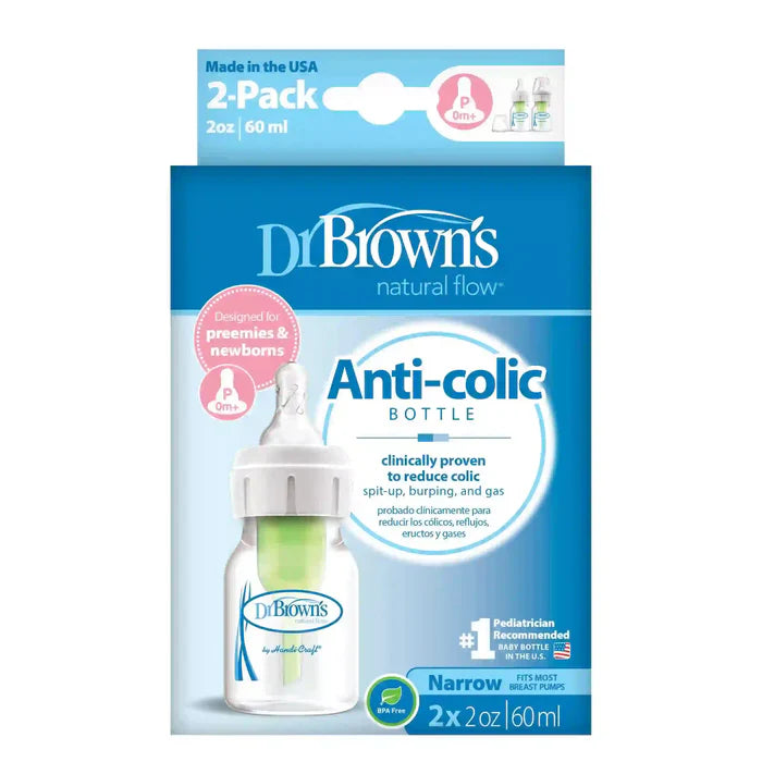 Dr. Browns 2 Oz/60 Ml Pp Narrow Options+ Bottle, 2-Pack W/ Preemie Nipple - plastic