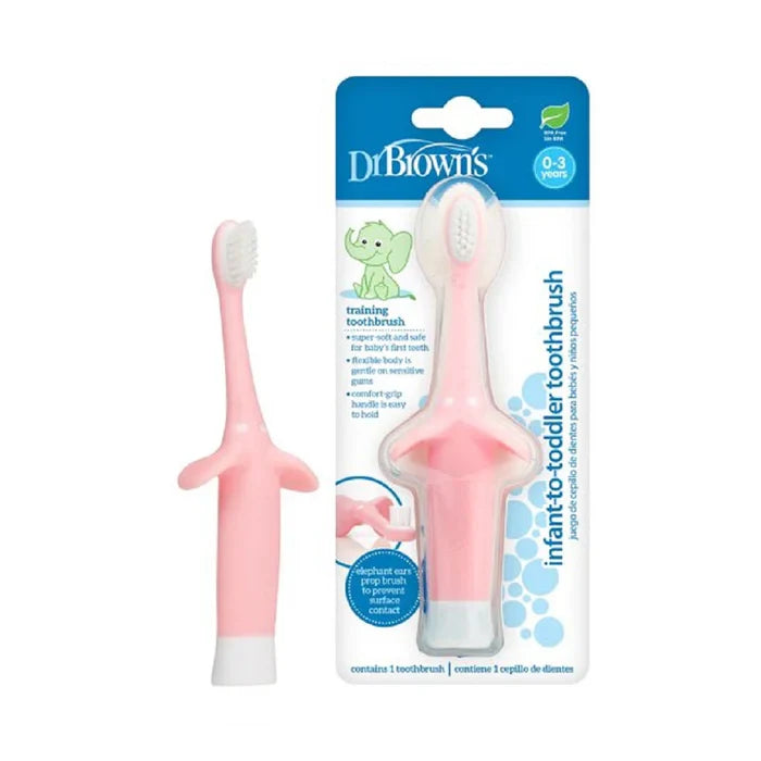 Dr.Browns Infant-To-Toddler Toothbrush, Pink Elephant, 1-Pack