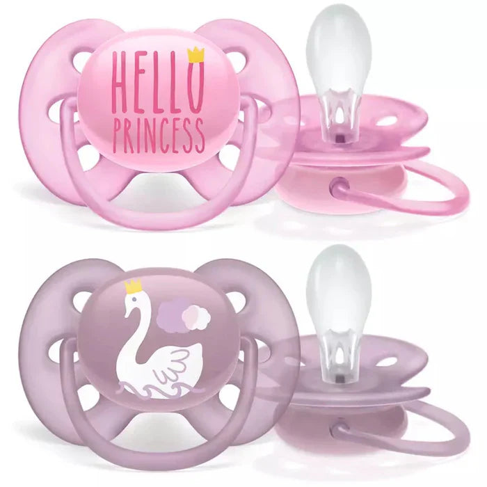 Philips Avent Silicone Soother Soft 6-18m Girl Deco (Pack of 2) - SCF223/02