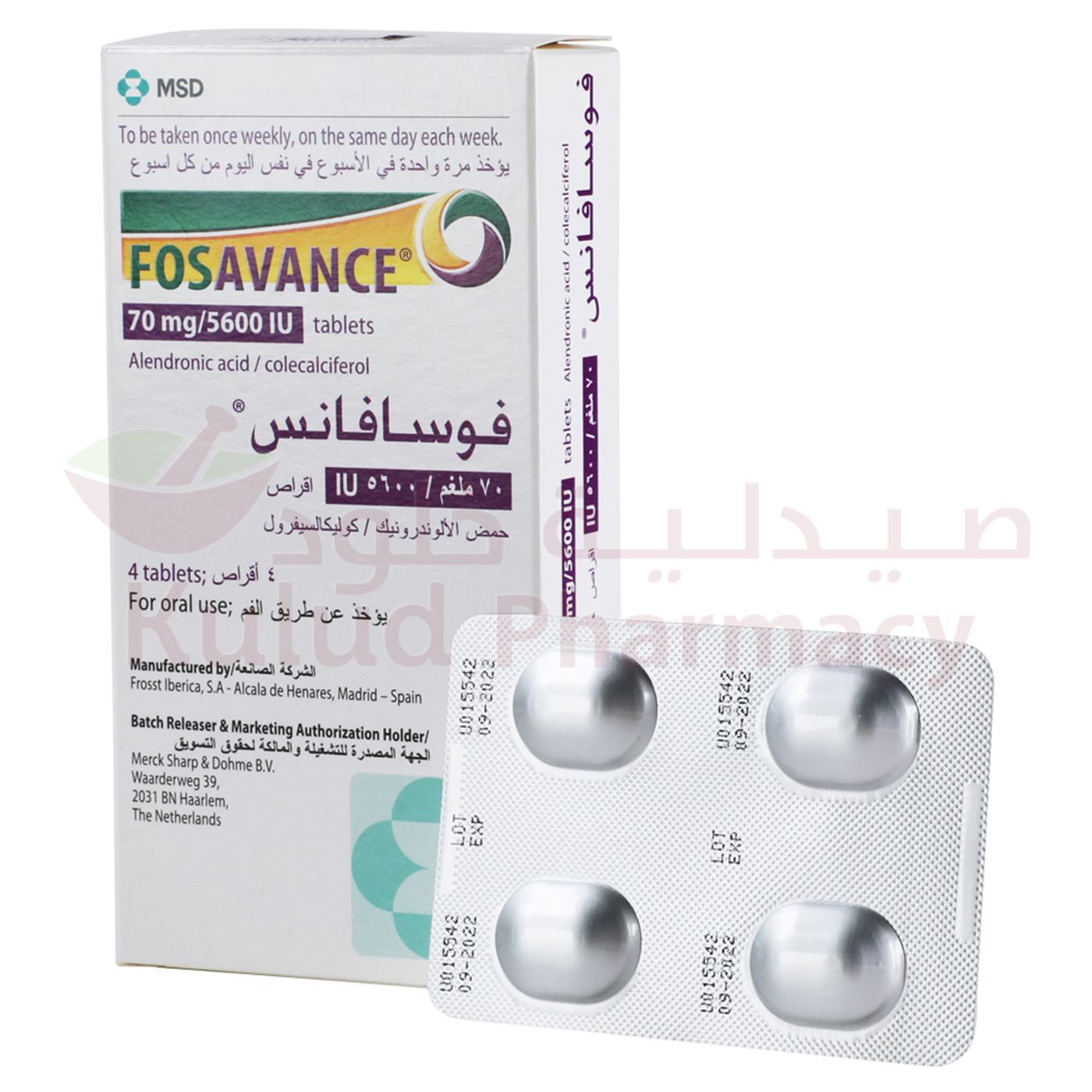 Buy Fosavance 70Mg/5600Iu Tab 4'S Tablet 4 PC Online - Kulud Pharmacy