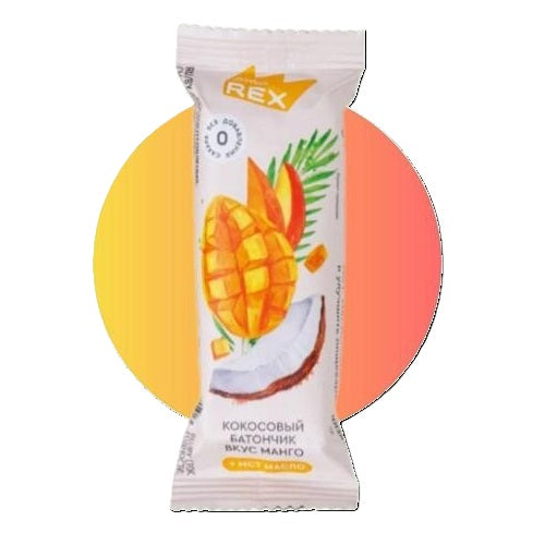 Rex Glazed Coconut Bar Mango Flavored, 40 G