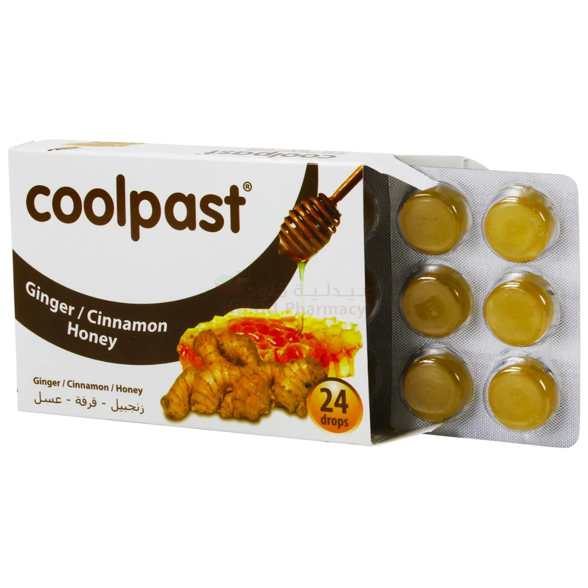 أقراص استحلاب كول باست بالزنجبيل والقرفة والعسل 24 قطعة