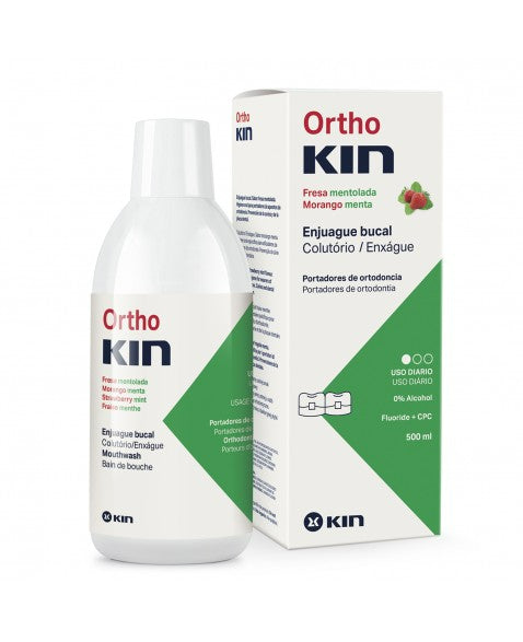Buy Orthokin Strawberry With Mint Orthodentic Mouth Wash 500 ML Online - Kulud Pharmacy