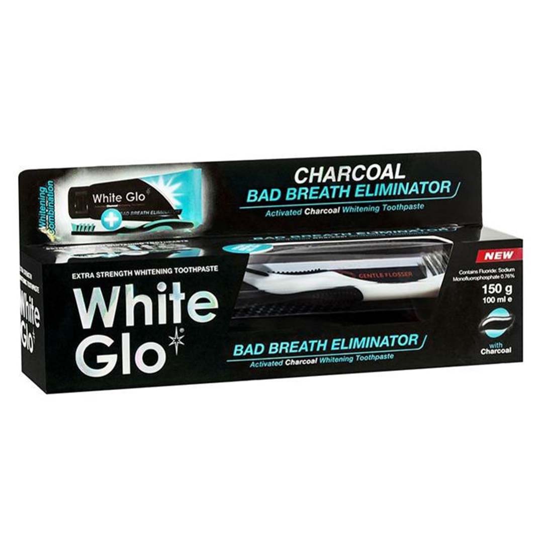 WHITE GLO CHARCOAL BAD BREATH ELIMINATOR TOOTH PASTE 100 ML