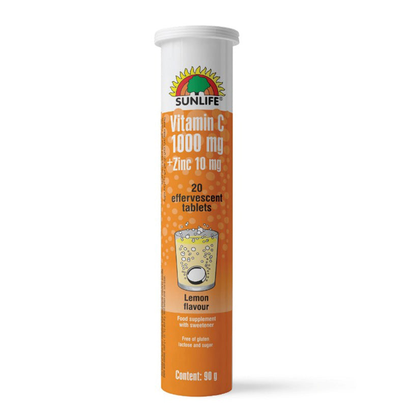 Sunlife Vitamin C 1000mg + Zinc 10mg Effervescent Tablets 20's