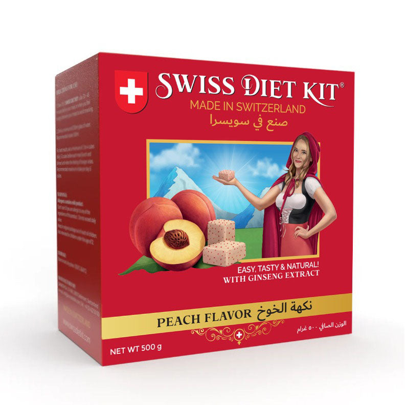 Swiss Diet Kit Chew Candy Peach Flavour with Dietary Fiber and Ginseng Extract 500 g