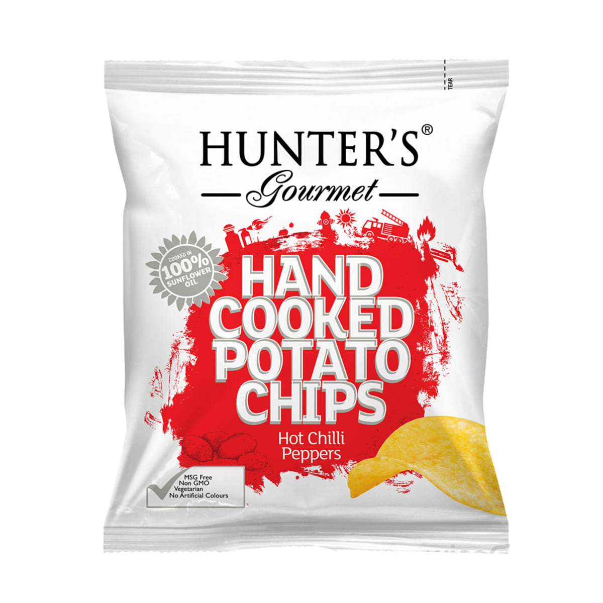 Hunter'S Hand Cooked Potato Chips Hot Chilli Pepper–Pouch 40G