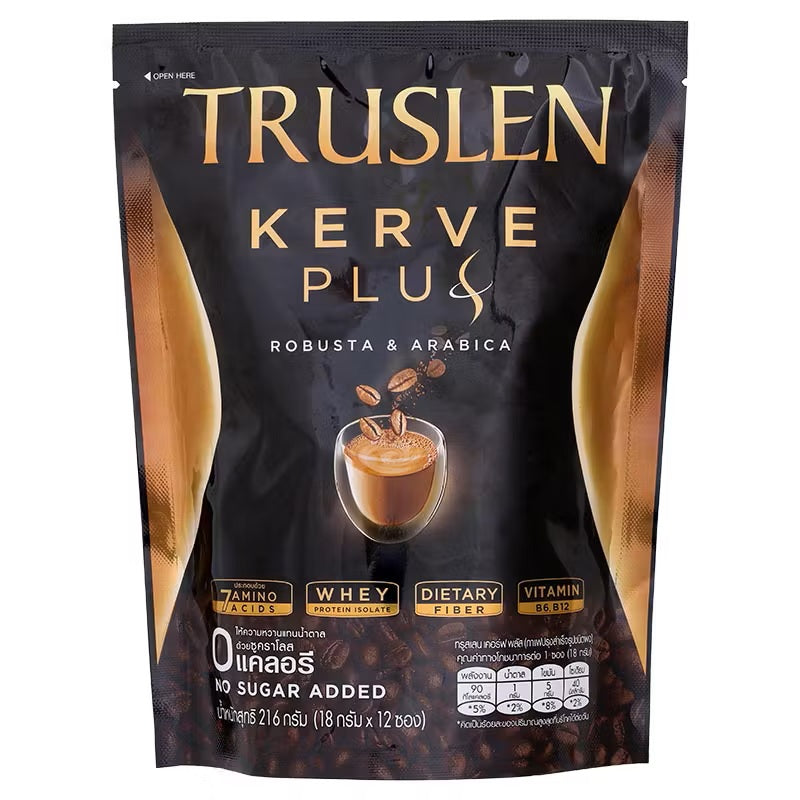 Truslen Kerve Plus Instant Coffee Mix Powder 18g. Pack 12 Sticks