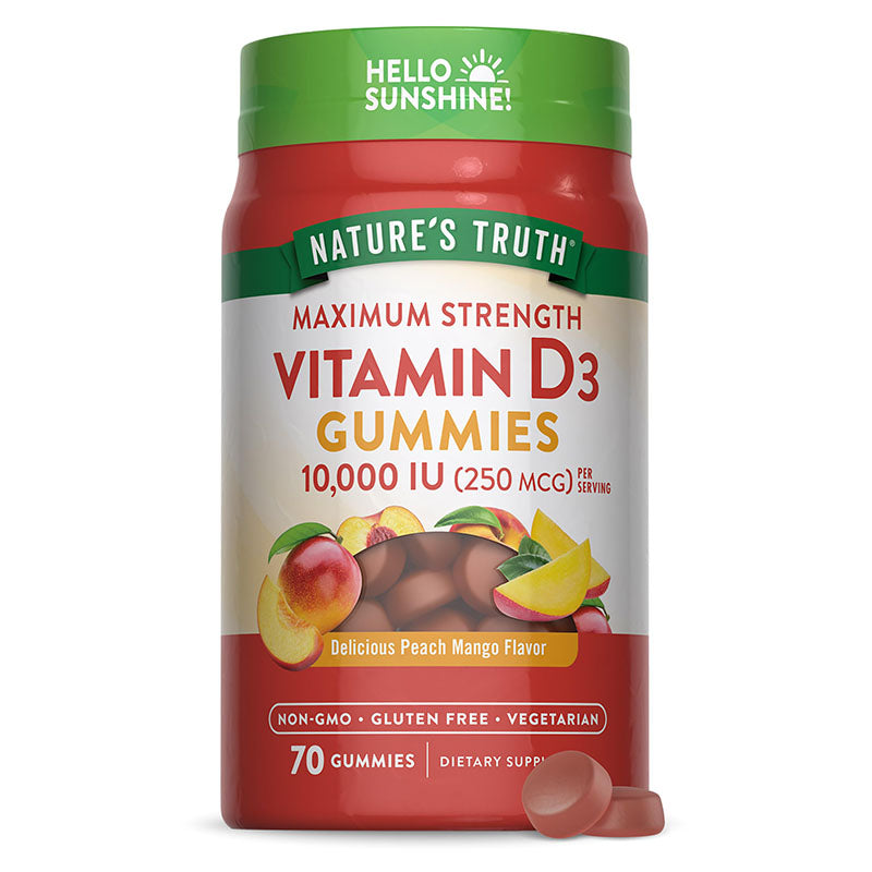 Nature's Truth Maximum Strength Vitamin D3 10,000IU Gummies Peach 70's