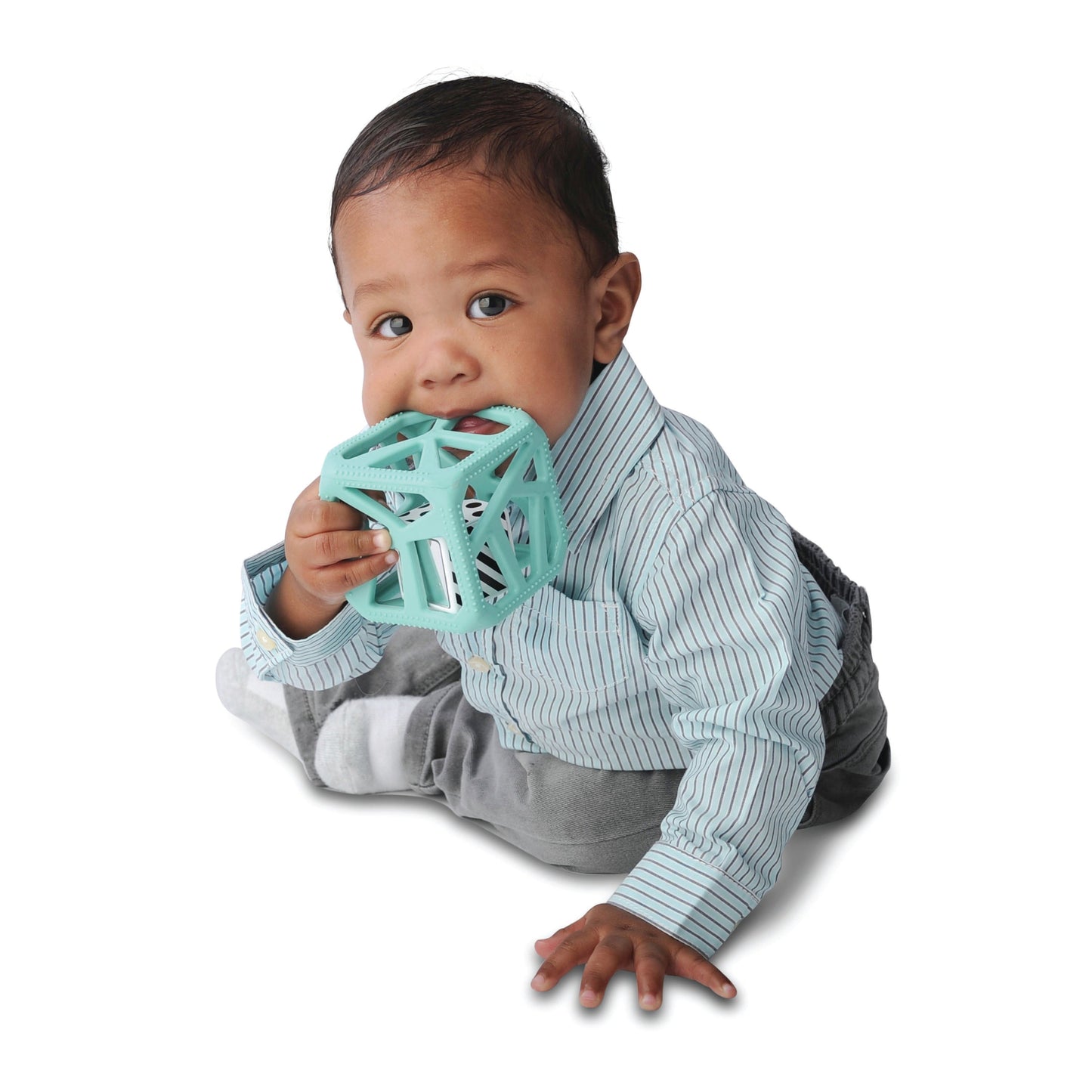 Malarkey Kids Chew Cube Easy Grip Teether Rattle (Mint)