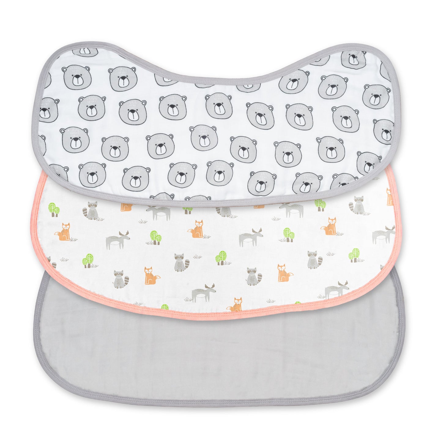 Moon Organic Burpy Bib Pack Of 3 (Forest & Grey)