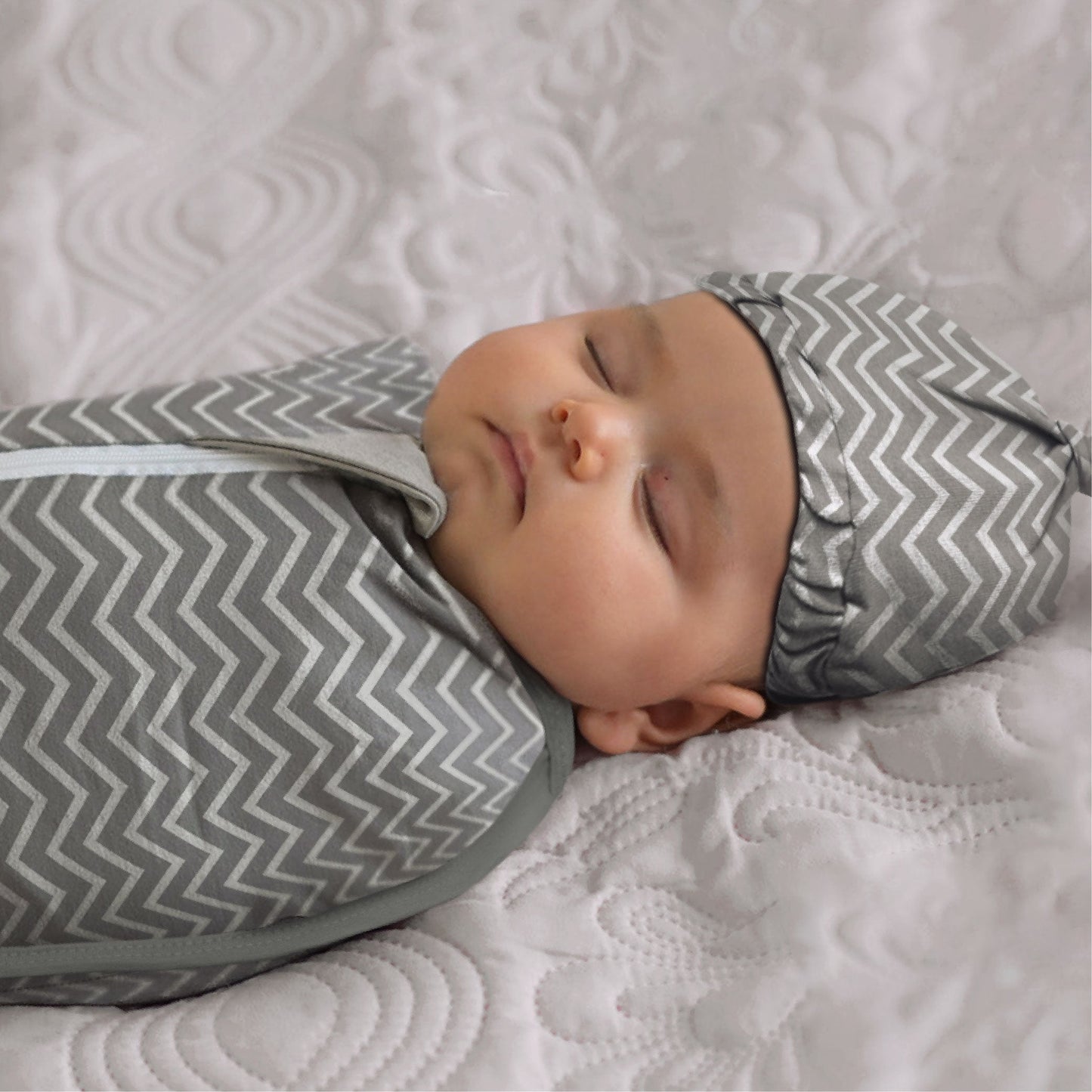 Moon Swaddle Pods, 0-2M, Zigzag (Grey)