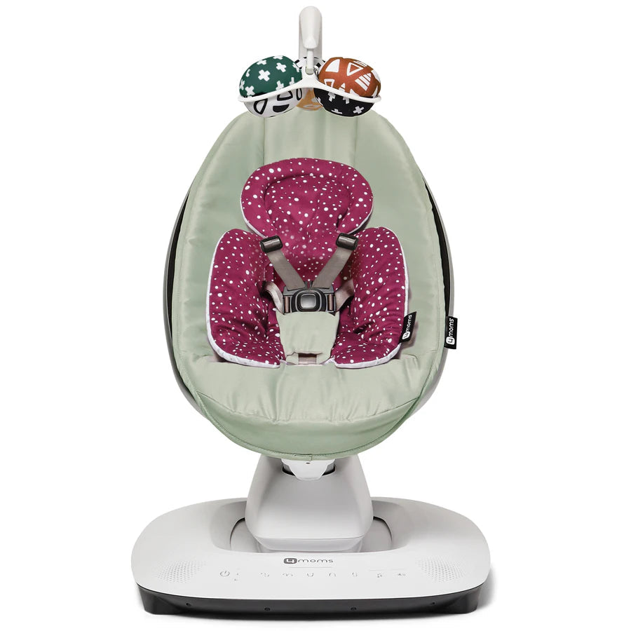 4Moms - MamaRoo 5 Multi-Motion Baby Swing (Sage) + Newborn Insert (Maroon/Plush)