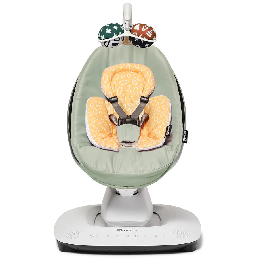 4Moms - MamaRoo 5 Multi-Motion Baby Swing (Sage) + Newborn Insert (Yellow/Mesh)