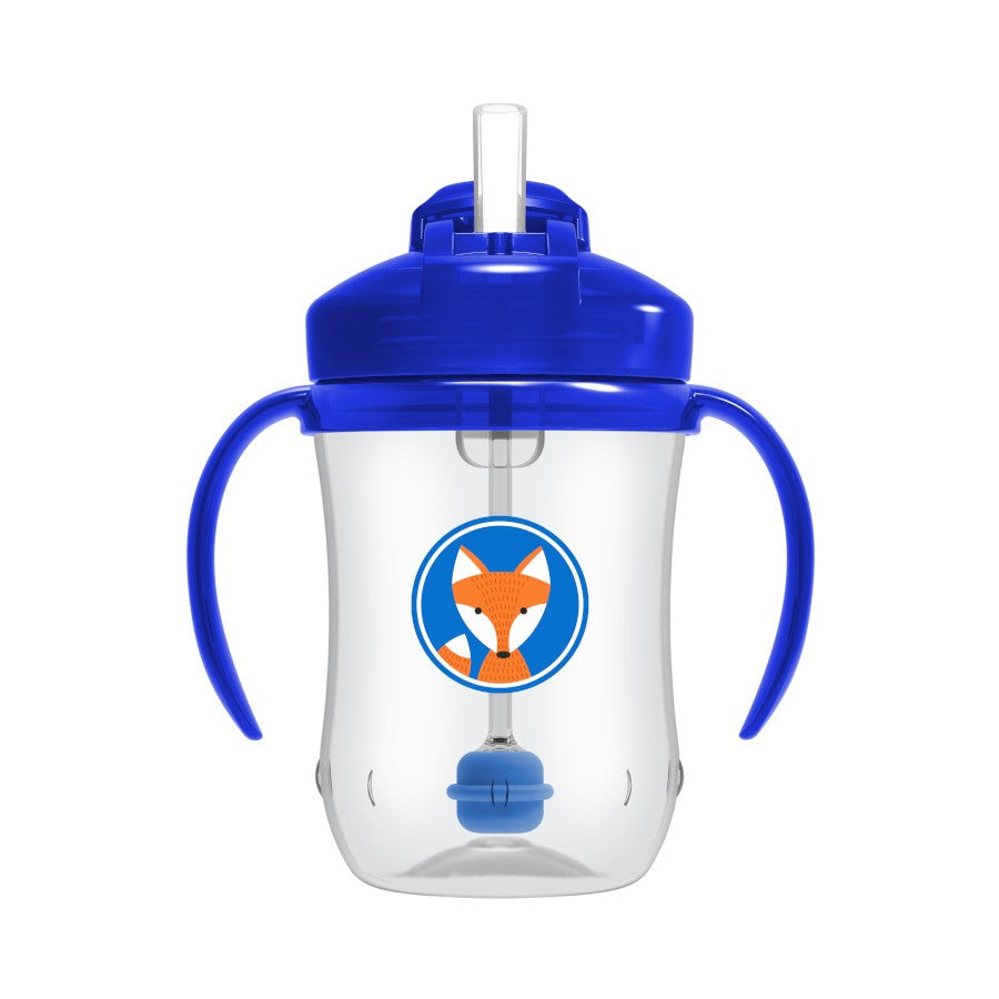 Dr.Browns 9 Oz/270 Ml Baby'S First Straw Cup W/ Handles - (Blue Deco, 6M+, 1-Pack) - (Plastic)