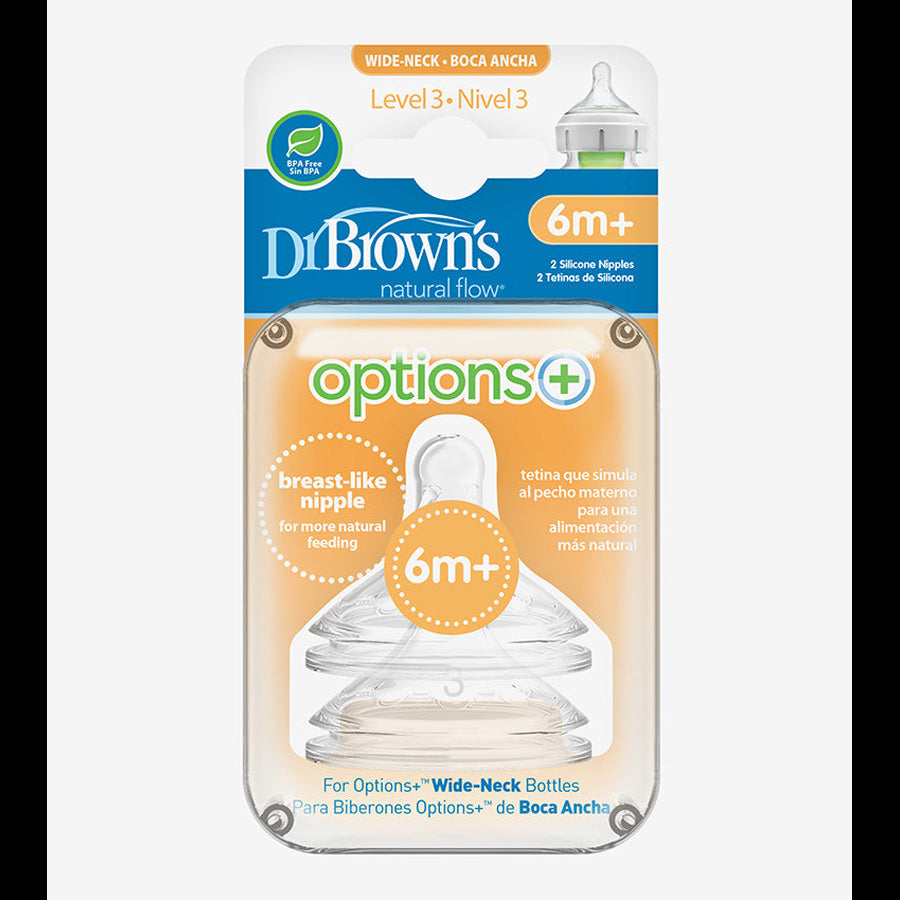 Dr. Browns Level 3 W-N Silicone Options+ Nipple, 2-Pack-plastic