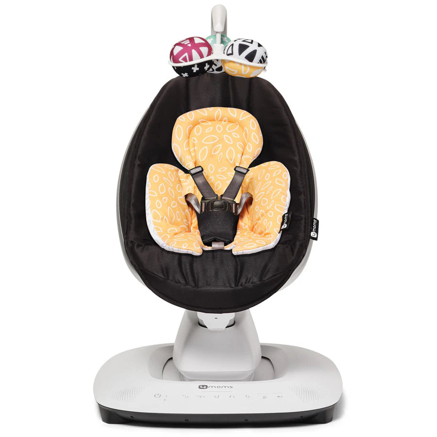 4Moms - MamaRoo 5 Multi-Motion Baby Swing (Black) + Newborn Insert (Yellow/Mesh)