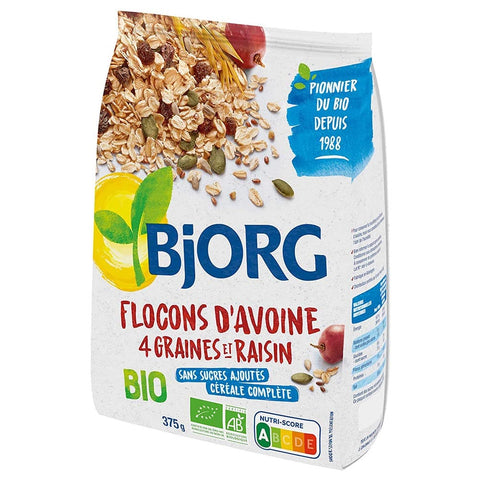 Bjorg Oat Flakes with Seeds and Raisins 375g