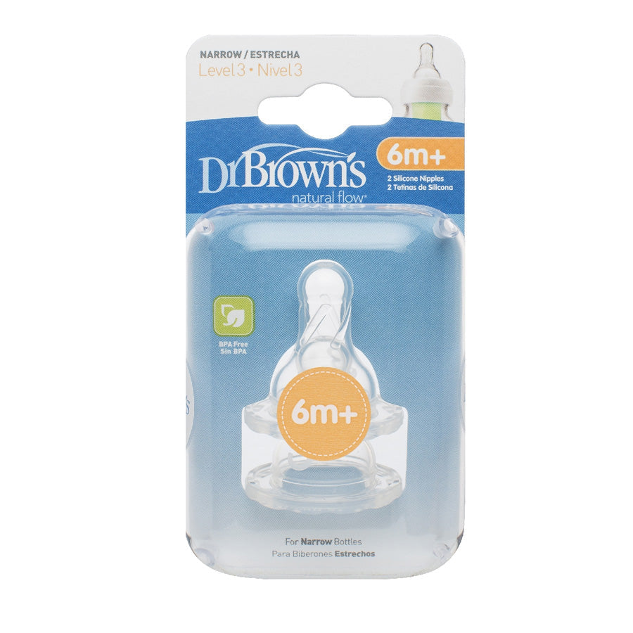 Dr. Browns Level-3 Silicone Narrow Nipple, 2-Pack-plastic