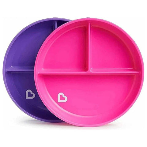 Munchkin Stay Put Suction Plates - Pack Of 2 (Pink/Purple)