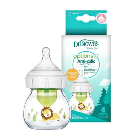 Dr. Browns 2 Oz/60 Ml Glass W-N Options+ Bottle W/ Lion Deco W/ Preemie Nipple, 1-Pack-glass