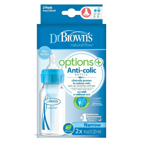 Dr. Browns 4 Oz/120 Ml Pp Narrow Options+ Bottle - (Blue, 2-Pack) - plastic