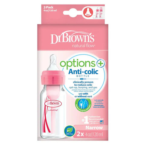 Dr. Browns 4 Oz/120 Ml Pp Narrow Options+ Bottle, 2-Pack - plastic (Pink) - plastic
