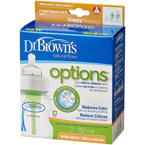 Dr. Browns 5 Oz / 150 Ml Pp Wide-Neck "Options" Baby Bottle, 2-Pack - plastic