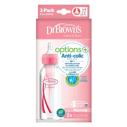 Dr. Browns 8 Oz/250 Ml Pp Narrow Options+ Bottle 2-Pack (Pink)-plastic