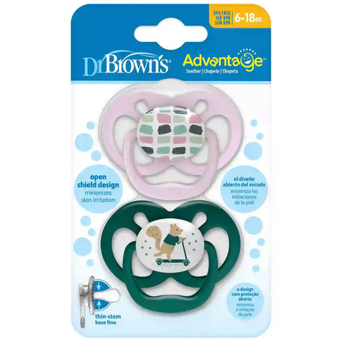 Dr.Browns Advantage Pacifier - Stage 2 (Pink, 2-Pack)