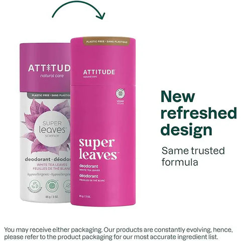 Attitude Super Leaves Plastic Free Deodorant, White Tea Leaves 85G