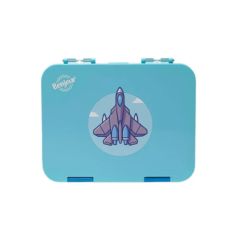 Bonjour Tiff Box Dual Clip Bento Lunch Box, 6/4 Compartments (Blue Jet)