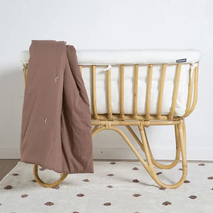 Childhome Rattan Cradle 80X40Cm+ Mattress + Cover (Off White)