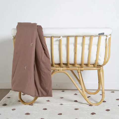 Childhome Rattan Cradle 80X40Cm+ Mattress + Cover (Off White)