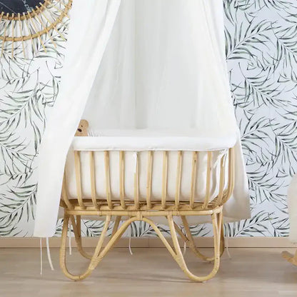 Childhome Rattan Cradle 80X40Cm+ Mattress + Cover (Off White)