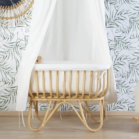 Childhome Rattan Cradle 80X40Cm+ Mattress + Cover (Off White)