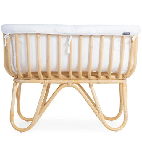 Childhome Rattan Cradle 80X40Cm+ Mattress + Cover (Off White)
