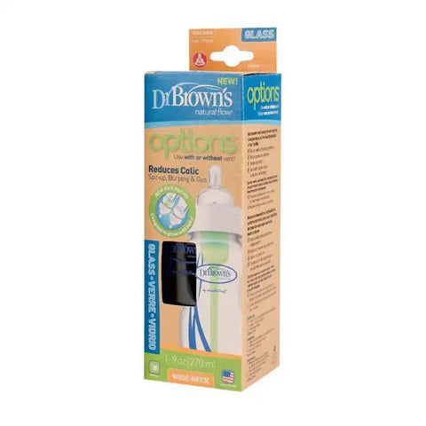 Dr. Browns Natural Flow Anti-Colic Options+ Wide-Neck Glass Baby Bottle 270Ml- plastic