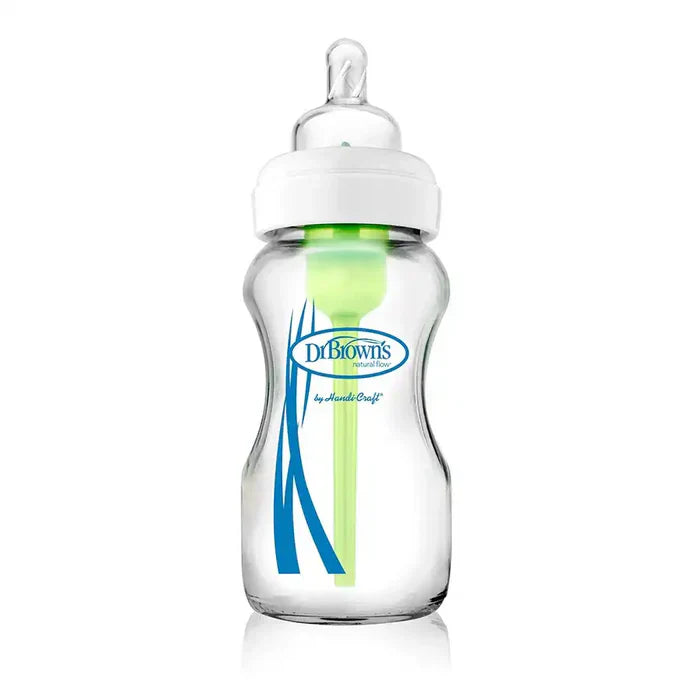 Dr. Browns Natural Flow Anti-Colic Options+ Wide-Neck Glass Baby Bottle 270Ml- plastic