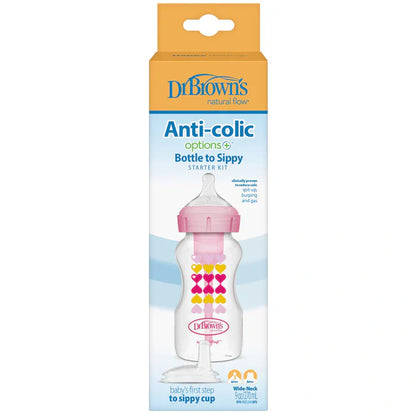 Dr.Browns PP W N Options+Hearts Bottle W/ Sippy Spout 270Ml (Pink) Pack Of 1-plastic