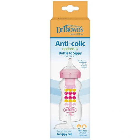 Dr.Browns PP W N Options+Hearts Bottle W/ Sippy Spout 270Ml (Pink) Pack Of 1-plastic
