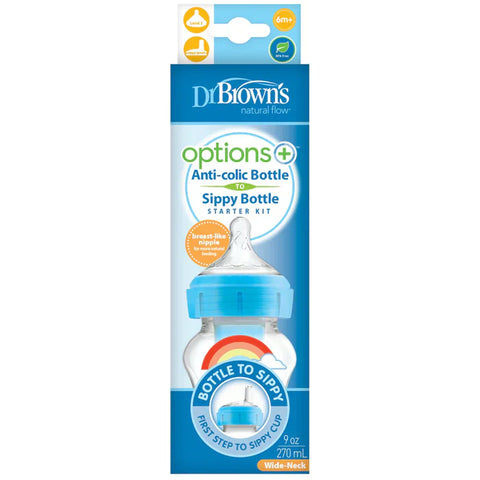 Dr.Browns PP W N Options+Rainbows Bottle W/ Sippy Spout 270Ml (Blue) Pack Of 1-plastic