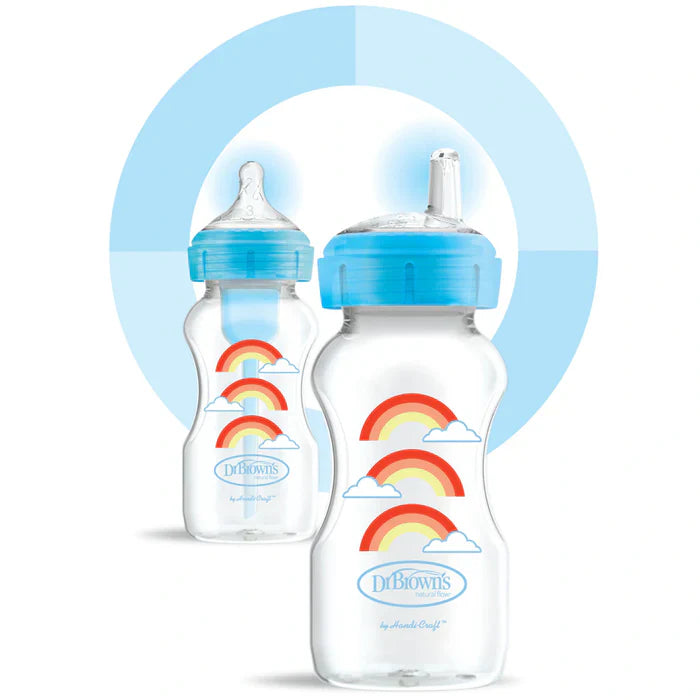 Dr.Browns PP W N Options+Rainbows Bottle W/ Sippy Spout 270Ml (Blue) Pack Of 1-plastic