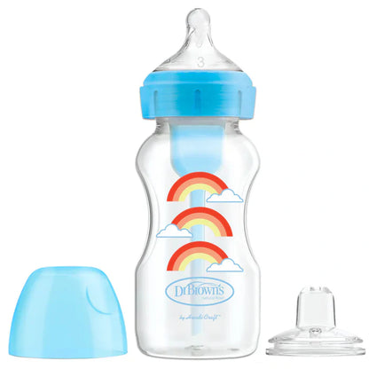 Dr.Browns PP W N Options+Rainbows Bottle W/ Sippy Spout 270Ml (Blue) Pack Of 1-plastic